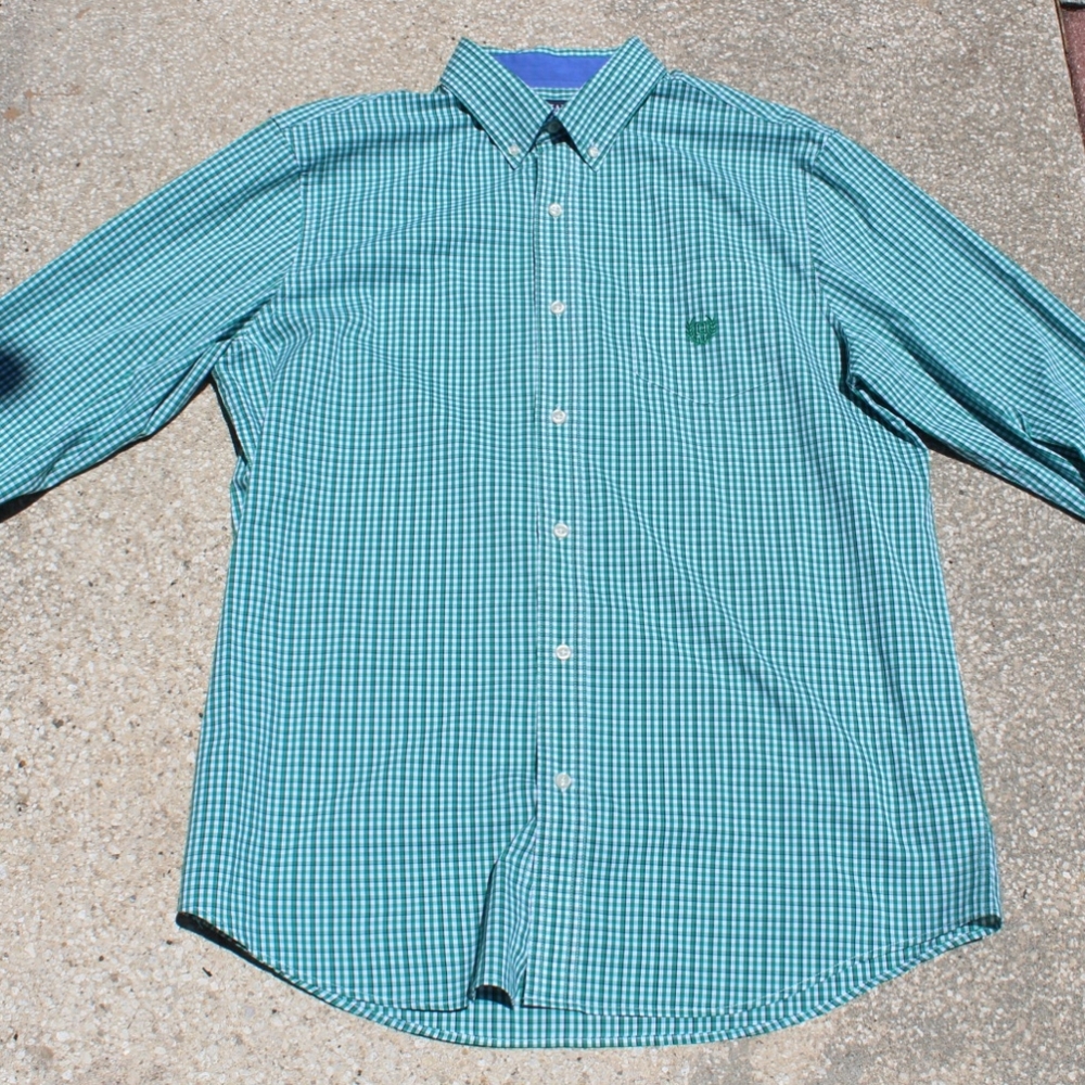 Chaps Green & White Gingham Men's Shirt